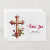ピンクエレガントの花で十字架 ポストカード (正面/裏面)
