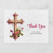 ピンクエレガントの花で十字架 ポストカード (正面)