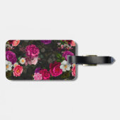 ピンクエレガントの花とバラ黒フローラ ラゲッジタグ (裏面横)