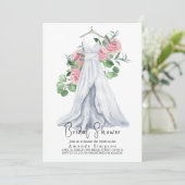 ピンクエレガントの花と緑のブライダルシャワー 招待状 (スタンド正面)