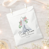 ピンクエレガントの花と緑 – ブライダルシャワー フェイバーバッグ (クリップ留めされた状態)