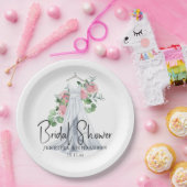 ピンクエレガントの花と緑 – ブライダルシャワー ペーパープレート (パーティー)
