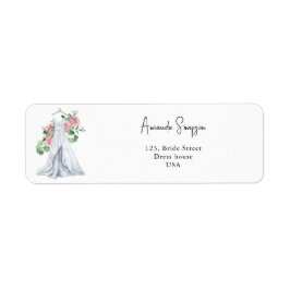 ピンクエレガントの花と緑 – ブライダルシャワー ラベル