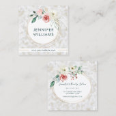 ピンクエレガントの花のパタガーリーーン白 スクエア名刺 (正面/裏面)