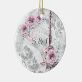 ピンクエレガントの花のリース。 セラミックオーナメント (右)