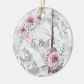 ピンクエレガントの花のリース。 セラミックオーナメント (左)