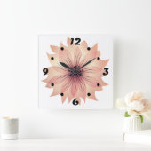 ピンクエレガントの花の四角い壁の時計 スクエア壁時計 (ホーム)