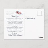 ピンクエレガントの花の水彩ありがとう ポストカード (裏面)