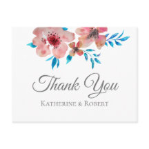 ピンクエレガントの花の水彩ありがとう