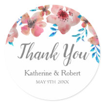 ピンクエレガントの花の水彩ありがとう