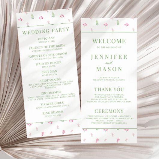 ピンクエレガントの花の開花結婚式 プログラム