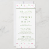 ピンクエレガントの花の開花結婚式 プログラム (正面)