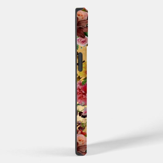 ピンクエレガントの花イエローモノグラム Case-Mate iPhoneケース (裏面 / 右)