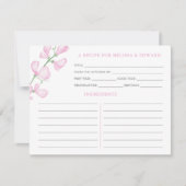 ピンクエレガントの花ウェディングシャワーレシピカード 招待状 (正面)