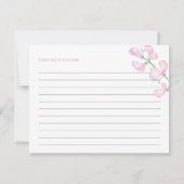 ピンクエレガントの花ウェディングシャワーレシピカード 招待状 (裏面)