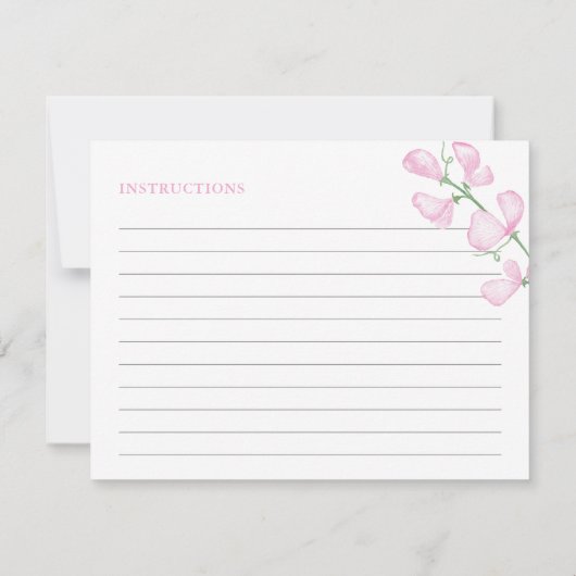 ピンクエレガントの花ウェディングシャワーレシピカード 招待状 (裏面)