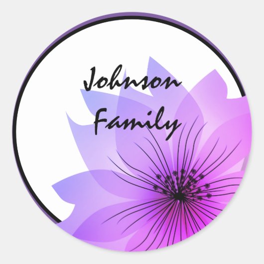 ピンクエレガントの花クラシック丸シール ラウンドシール (正面)