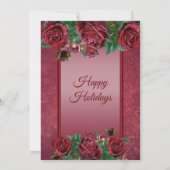 ピンクエレガントの花クリスマスパーティー休日 招待状 (裏面)