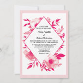 ピンクエレガントの花ダイヤモンド結婚式招待状 招待状 (正面)