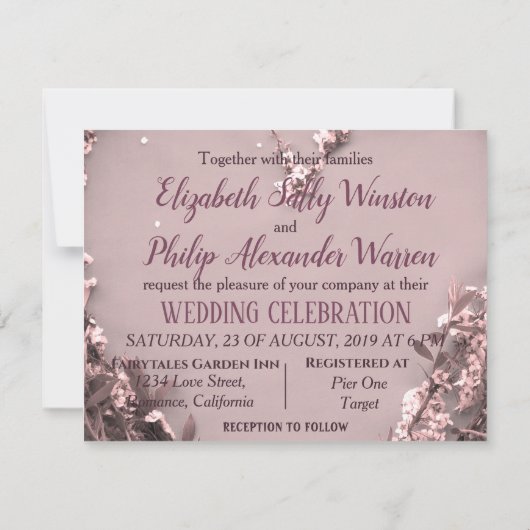 ピンクエレガントの花ハート素朴な木結婚の木 (裏面)