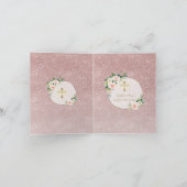 ピンクエレガントの花バラ金ゴールドグリッターバプテスマ シーズンカード (内部)