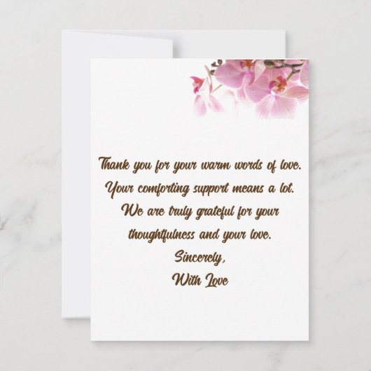 ピンクエレガントの花フラットありがとうお見舞いカード サンキューカード (裏面)
