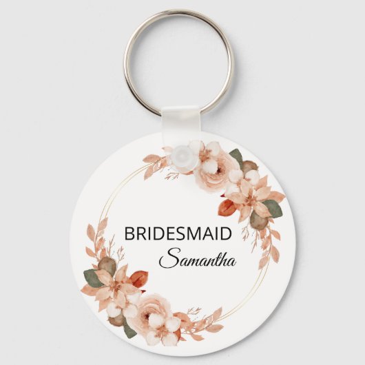 ピンクエレガントの花フローラ名前をカスタムする花嫁 キーホルダー (正面)