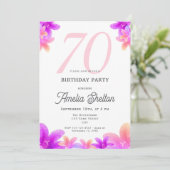ピンクエレガントの花フローラ70th誕生日パーティー 招待状 (スタンド正面)