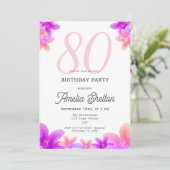 ピンクエレガントの花フローラ80th誕生日パーティー 招待状 (スタンド正面)