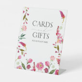 ピンクエレガントの花ブライダルシャワーカード&ギフト 台座サイン (正面)