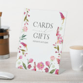 ピンクエレガントの花ブライダルシャワーカード&ギフト 台座サイン (インサイチュ)