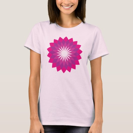 ピンクエレガントの花マンダラ Tシャツ (正面)