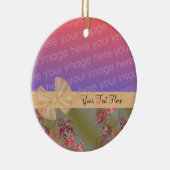 ピンクエレガントの花リボン写真オーナメント セラミックオーナメント (右)