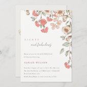 ピンクエレガントの花リース80誕生日招待状 サンキューカード (正面/裏面)