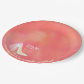 ピンクエレガントの花嫁が結婚ブライダルシャワー ペーパープレート (アングル)