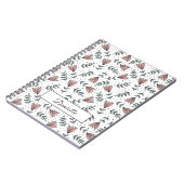 ピンクエレガントの花柄の名前 ノートブック (左側)