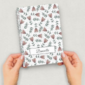 ピンクエレガントの花柄の名前 ノートブック