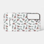 ピンクエレガントの花柄の名前 SAMSUNG GALAXYケース (裏面横)