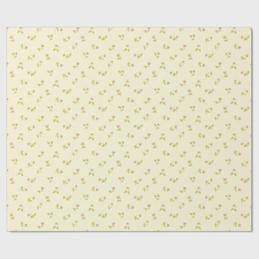 ピンクエレガントの花柄の黄色の背景 | ラッピングペーパー (フラット)