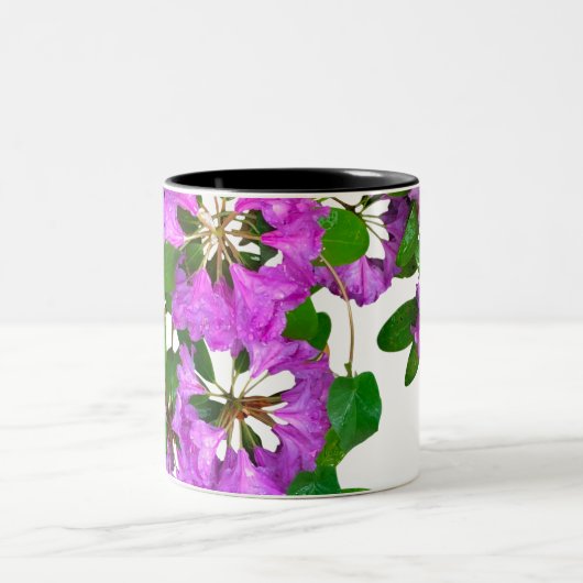 ピンクエレガントの花模様ピンクのツツジのピンクの花 ツートーンマグカップ (中央)