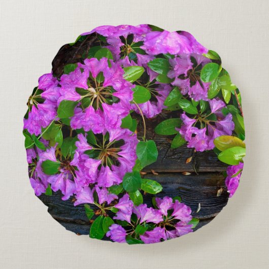ピンクエレガントの花模様ピンクのツツジのピンクの花 ラウンドクッション (正面)