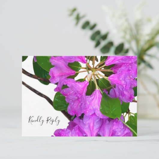 ピンクエレガントの花模様ピンクのツツジのピンクの花 出欠カード (スタンド正面)
