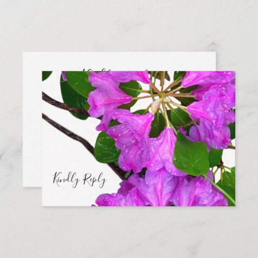 ピンクエレガントの花模様ピンクのツツジのピンクの花 出欠カード (正面/裏面)