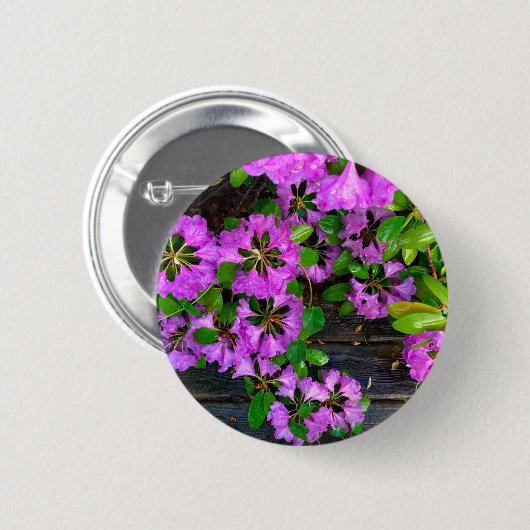 ピンクエレガントの花模様ピンクのツツジのピンクの花 缶バッジ (正面&裏面)