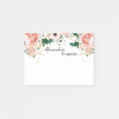 ピンクエレガントの花水彩フローラパーソナライズ ポストイット (正面)
