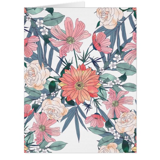 ピンクエレガントの花水彩フローラ (正面)