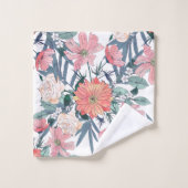 ピンクエレガントの花水彩フローラ バスタオルセット (ウォッシュタオル)