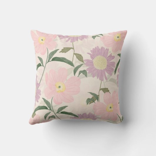 ピンクエレガントの花水彩保穂フローラ クッション (裏面)