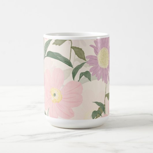 ピンクエレガントの花水彩保穂フローラ コーヒーマグカップ (中央)