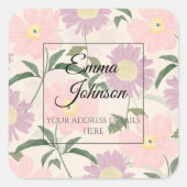 ピンクエレガントの花水彩保穂フローラ スクエアシール (正面)